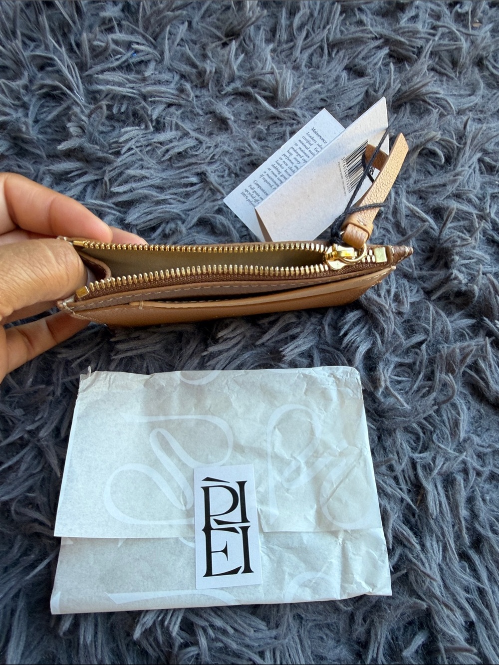Polene Tan and Cream Leather Zip Card Holder - Picture 4 of 7